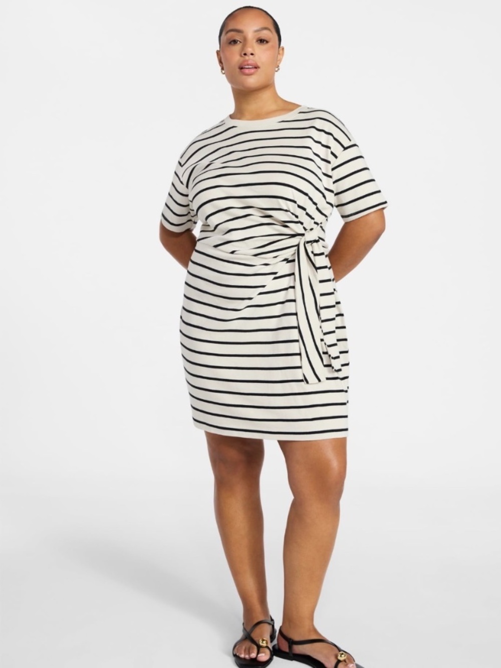 Terra & Sky Women’s Plus Front Twist Dress with Short Sleeve, Size 3X (24w-26w)